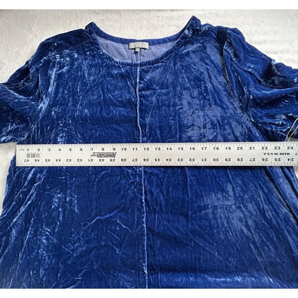 Habitat Womens Cobalt Blue Crushed Velvet Long-Sleeve Top XL Relaxed New $89 - Picture 7 of 8